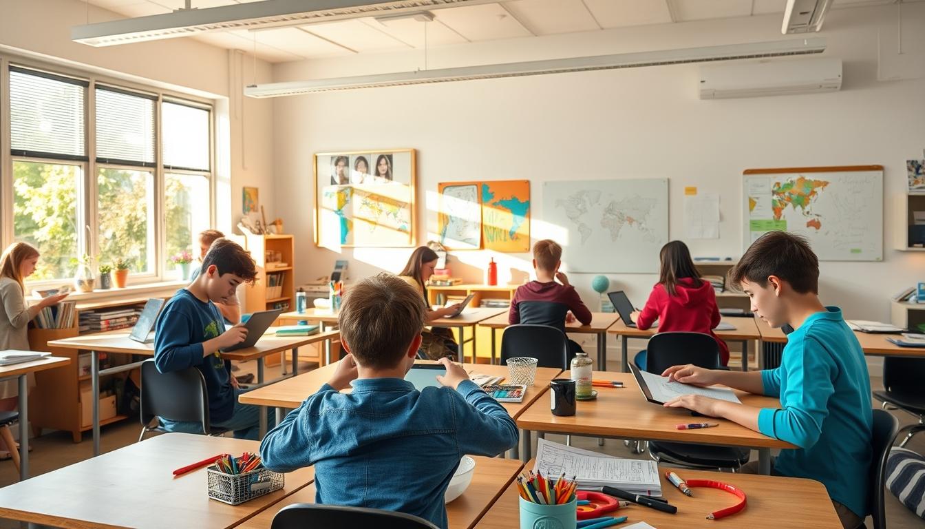 Student using learning strategies while studying